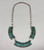 vintage needlepoint and snake-eye turquoise necklace, handmade sawtooth bezels,  natural turquoise