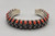 double row coral and sterling silver bracelet, immaculate leaf applique, silver dots