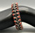 double row coral and sterling silver bracelet, immaculate leaf applique, silver dots