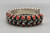 double row coral and sterling silver bracelet, immaculate leaf applique, silver dots