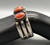 hefty five-piece coral bracelet, twisted wire accents, darkened silver effect with silver dot accents