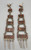 pair of vintage coral chandelier earrings, chandelier design with coral cabochons in handmade sawtooth bezels, silver dangles