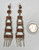 pair of vintage coral chandelier earrings, chandelier design with coral cabochons in handmade sawtooth bezels, silver dangles