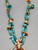 vintage turquoise jocla necklace, handcut turquoise disc beads, chunks of spiny oyster, and shell disc beads, hand stamped designs