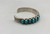 1920-1930s turquoise row bracelet, turquoise cabochons with silver dot accents in between, hand stamped designs