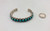 1920-1930s turquoise row bracelet, turquoise cabochons with silver dot accents in between, hand stamped designs