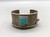 nice tufa cast Edison Cummings bracelet, turquoise cabochon, small coral cabochon, textured cuff