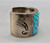 turquoise and mother of pearl inlay bracelet, inlay of turquoise and mother of pearl set in a pleasing geometric design, sterling silver
