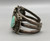 vintage three-stone turquoise bracelet, loops of twisted wire, leaf and silver dot applique, three wire terminal