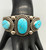 hefty three-stone bracelet by Navajo artist, Rick Martinez, retro style, well accented with twisted wire and silver dots, five wire terminal