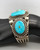 hefty three-stone bracelet by Navajo artist, Rick Martinez, retro style, well accented with twisted wire and silver dots, five wire terminal