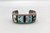 Zuni multi stone inlay bracelet by S. Edaakie, immaculate inlay, geometric design, mother of pearl, turquoise, coral, onyx, sugilite