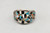 1950-1960s era Rainbowman inlay bracelet, mother of pearl, turquoise, spiny oyster, and onyx, lightly accented with fine hand stamped designs