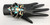 circa 1950s era Knifewing inlay bracelet, inlay of turquoise, spiny oyster, mother of pearl, onyx, hand stamped designs, stamped silver dots, and loops of silver