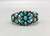 circa 1920's ingot cluster turquoise bracelet, 15 highly attractive turquoise cabochons, loops of twisted wire, silver dots, ingot silver