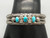 1930s-1940s three-stone handmade bracelet, three turquoise cabochons with intricate loops of silver in between and silver dots