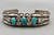 1930s-1940s three-stone handmade bracelet, three turquoise cabochons with intricate loops of silver in between and silver dots