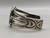 1930s-1940s handmade bracelet with nice turquoise, turquoise cabochon with twisted wire and silver dots, fine hand stamped designs