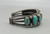 vintage handmade twisted wire bracelet, natural turquoise cabochons with silver dots, three wire terminal