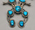 vintage turquoise squash blossom necklace, five-stone turquoise cabochon naja, twisted wire and filework, link chain