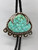 vintage turquoise bolo with great turquoise, sterling silver slide with a great turquoise cabochon with accents of leaf and silver dot applique