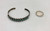 12-stone snake-eye turquoise bracelet, silver dots accents, hand stamped designs and file work, sterling silver