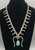 vintage turquoise and sterling silver squash blossom necklace, handmade silver beads