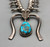 vintage turquoise and sterling silver squash blossom necklace, handmade silver beads
