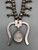 vintage turquoise and sterling silver squash blossom necklace, handmade silver beads