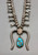 vintage turquoise and sterling silver squash blossom necklace, handmade silver beads