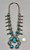 turquoise, sterling silver squash blossom necklace by Benny Pinto, strung on a foxtail wire
