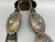 1970s era turquoise and sterling silver concho belt, oval conchos, turquoise cabochon, hand stamped designs, filework