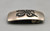 Bernard Dawahoya butterfly overlay belt buckle, neat stippled and darkened background, sterling silver, Hopi overlay