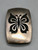 Bernard Dawahoya butterfly overlay belt buckle, neat stippled and darkened background, sterling silver, Hopi overlay