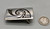 Hopi overlay belt buckle, Bernard Dawahoya, sterling silver, stippling, darkened silver background