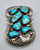 vintage seven-stone ingot belt buckle, handmade bezels, darkened silver background, hand hammered ingot, applique