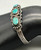 1930's sterling silver turquoise bracelet, turquoise cabochons of vibrant shades of bluish-green, scalloped edges