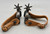 vintage, Mexican spurs, women's, child, silver inlay, patina