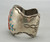 vintage cardinal inlay bracelet, raised pictorial inlay of coral and turquoise