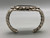 1940s moss agate sterling silver bracelet, silverwork of dots, twisted wire, and hand stamped designs.