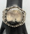 1940s moss agate sterling silver bracelet, silverwork of dots, twisted wire, and hand stamped designs.