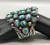 exquisite Lone Mountain turquoise cluster bracelet, hammered ingot silver and 28 Lone Mountain turquoise cabochons