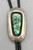 circa 1970's great turquoise bolo tie, rustic-cut green turquoise, shadowbox style