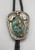 vintage 1970's green stone turquoise bolo tie, rustic-cut turquoise cabochon