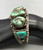 vintage five stone natural turquoise bracelet, handmade bezels, and accented with silver beads
