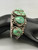 vintage five stone natural turquoise bracelet, handmade bezels, and accented with silver beads