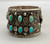 vintage 18 stone turquoise bracelet, flower and leaf applique, silver dots, twisted wire, and hand stamped design