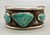 vintage three-stone turquoise bracelet, central one in a triangular shape, two round ones, textured silver