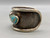 vintage three-stone turquoise bracelet, central one in a triangular shape, two round ones, textured silver