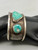 vintage three-stone turquoise bracelet, central one in a triangular shape, two round ones, textured silver